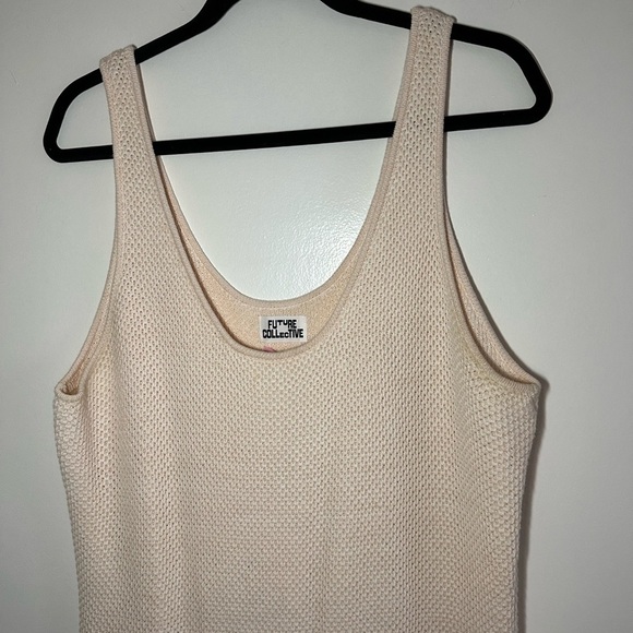 NWT Future Collective Sleeveless Knit Fringed Hem Dress Beige Women’s Size XXL - Picture 4 of 10